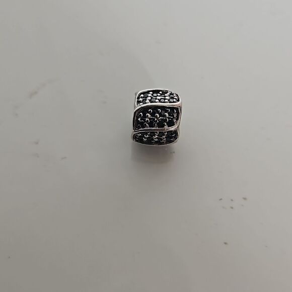 925 Sterling Silver Sparkling Black Stone Charm Silver - Picture 2 of 16